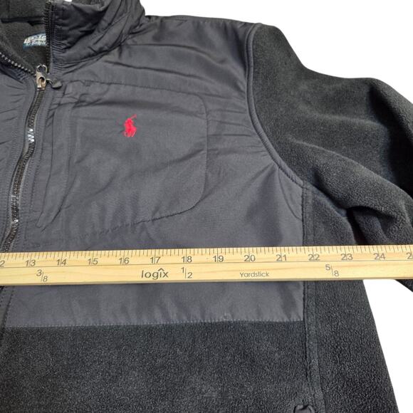 Vtg Polo Ralph Lauren Fleece Full Zip‎ Jacket Black Y2K Polartec Hood Rain Large - Picture 11 of 12